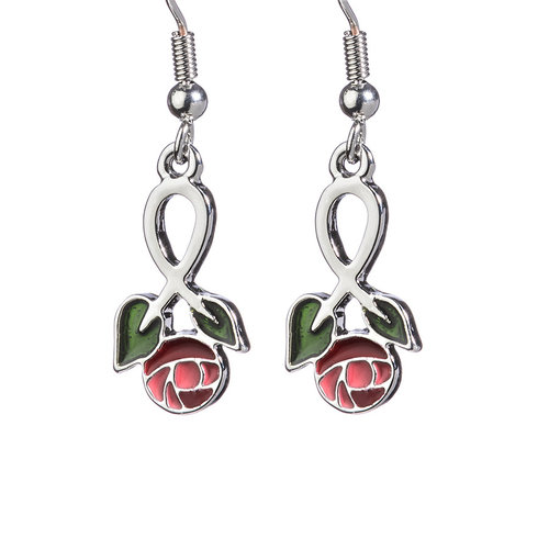 Large Enamel Rose Earrings - Mackintosh Large Enamel Rose Earrings - Mackintosh