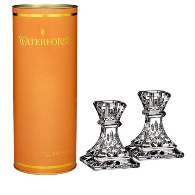 Giftology Lismore Candlestick 4" Pair (Orange Tube)
