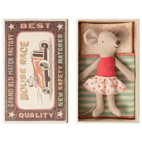Maileg Maileg Little Sister Mouse in Box - Polka Dot Skirt Maileg Maileg Little Sister Mouse in Box - Polka Dot Skirt