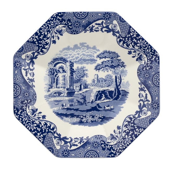 Blue Italian Octagonal Platter, 14"