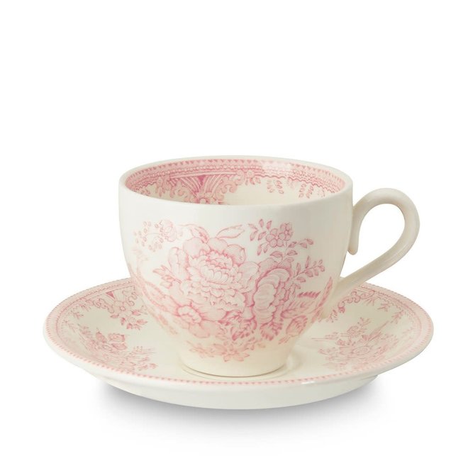 Asiatic Pheasants Pink Teacup and Saucer