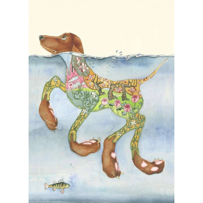 Watercolor Doggy-Paddle Greeting Card