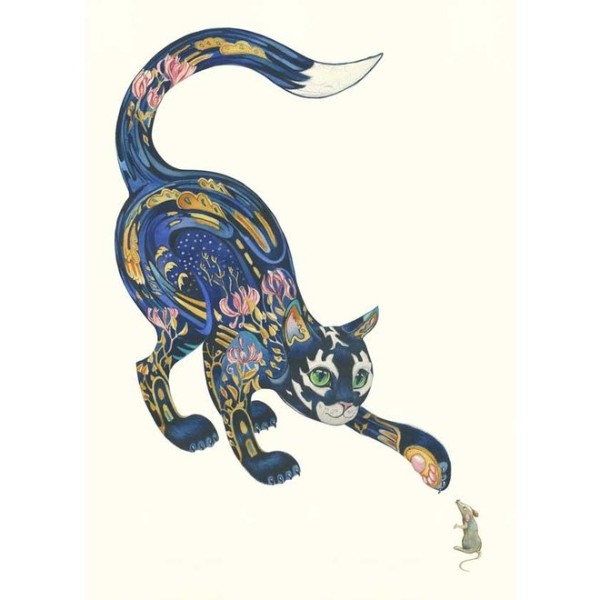 Watercolor Cat & Mouse Greeting Card