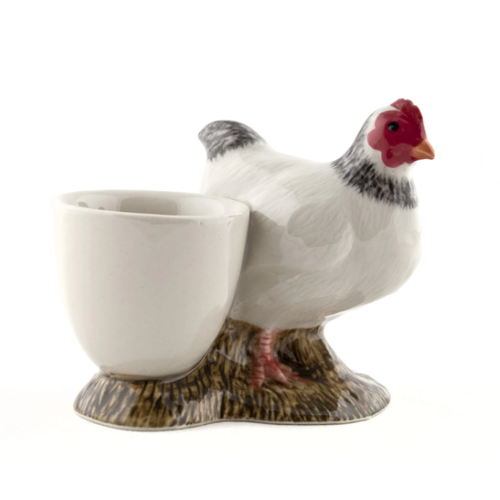 Quail Ceramics Quail Light Sussex Chicken with Egg Cup Quail Ceramics Quail Light Sussex Chicken with Egg Cup