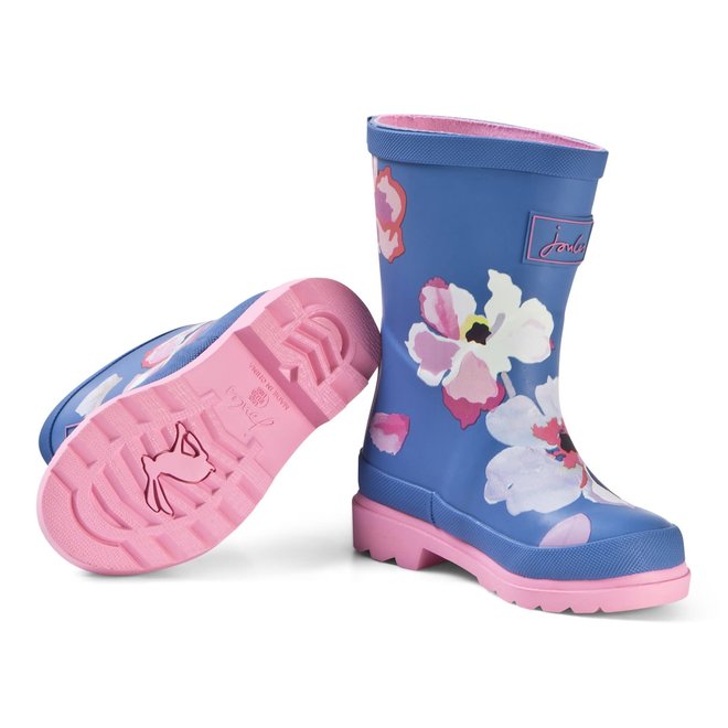 Blue Floral Print Junior Welly
