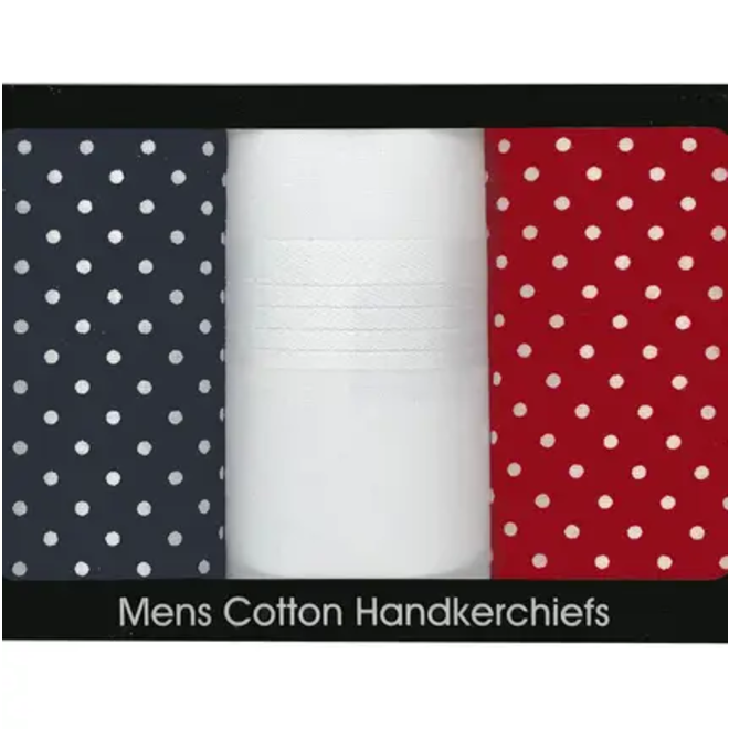 Men's Polka Dot Patterns Boxed Cotton Handkerchiefs