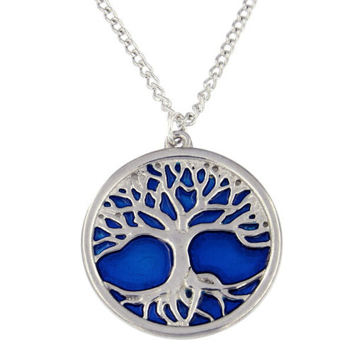 St Justin Blue Enamel Tree of Life pendant necklace St Justin Blue Enamel Tree of Life pendant necklace