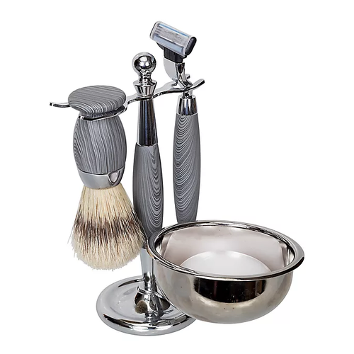 Kingsley 5 Piece Shave Set - Grey Woodgrain Kingsley 5 Piece Shave Set - Grey Woodgrain