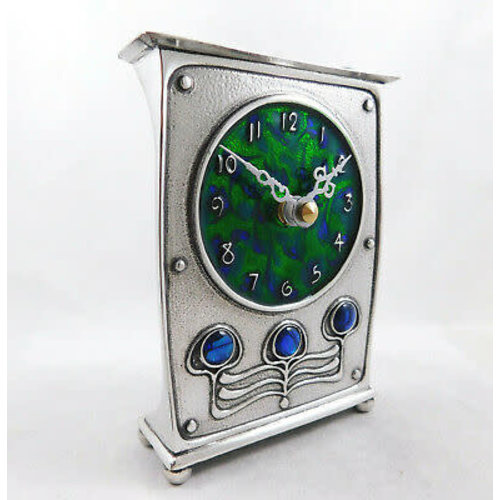 A E Williams Pewter and Enamel Art Nouveau Clock A E Williams Pewter and Enamel Art Nouveau Clock