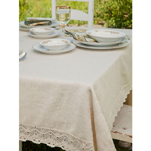April Cornell Luxurious Linen Jacquard Tablecloth Ecru April Cornell Luxurious Linen Jacquard Tablecloth Ecru