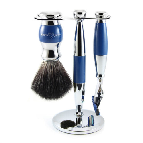 Edwin Jagger 3 pc Blue & Chrome Shaving Set (Fusion) Edwin Jagger 3 pc Blue & Chrome Shaving Set (Fusion)