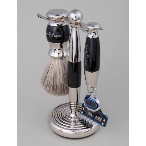 Edwin Jagger 3pc Black & Chrome Shaving Set (Fusion) Edwin Jagger 3pc Black & Chrome Shaving Set (Fusion)