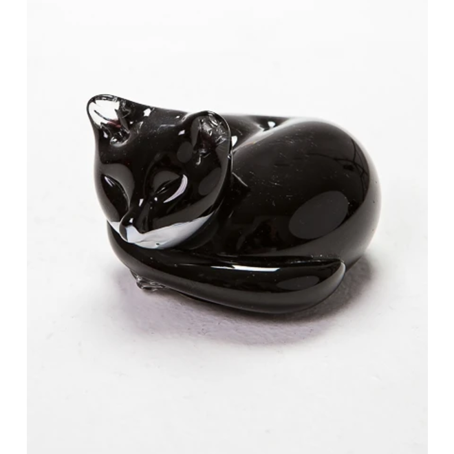 Small Cat at Rest Glass Figurine