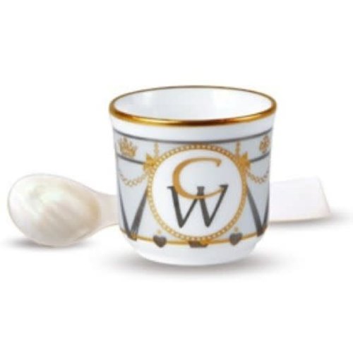 Halcyon Days Halcyon Days Royal Wedding Porcelain Egg Cup w/ Mother of Pearl Spoon Halcyon Days Halcyon Days Royal Wedding Porcelain Egg Cup w/ Mother of Pearl Spoon