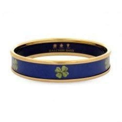 Halcyon Days 1cm Clover Navy Gold Small Bangle Halcyon Days 1cm Clover Navy Gold Small Bangle