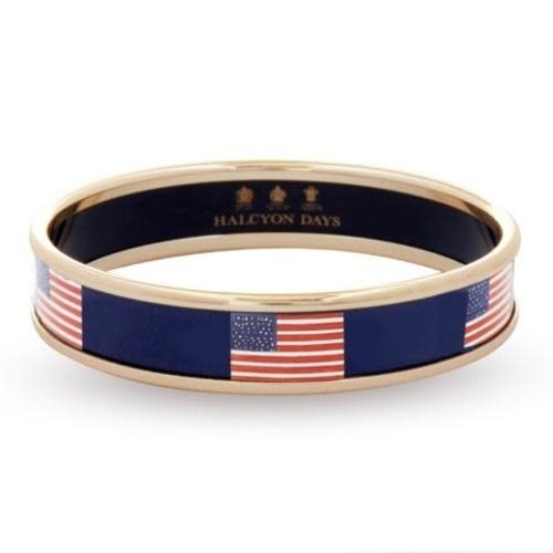 Halcyon Days 1cm USA flag Navy Gold Small Bangle Halcyon Days 1cm USA flag Navy Gold Small Bangle
