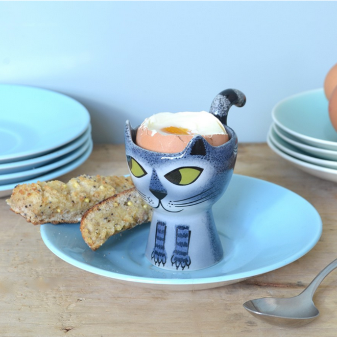 Grey Tabby Cat Egg Cup