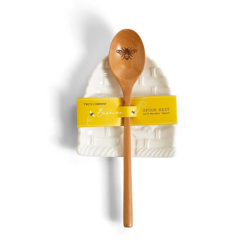 Bee Skep Beehive Spoon Rest and Spoon Bee Skep Beehive Spoon Rest and Spoon