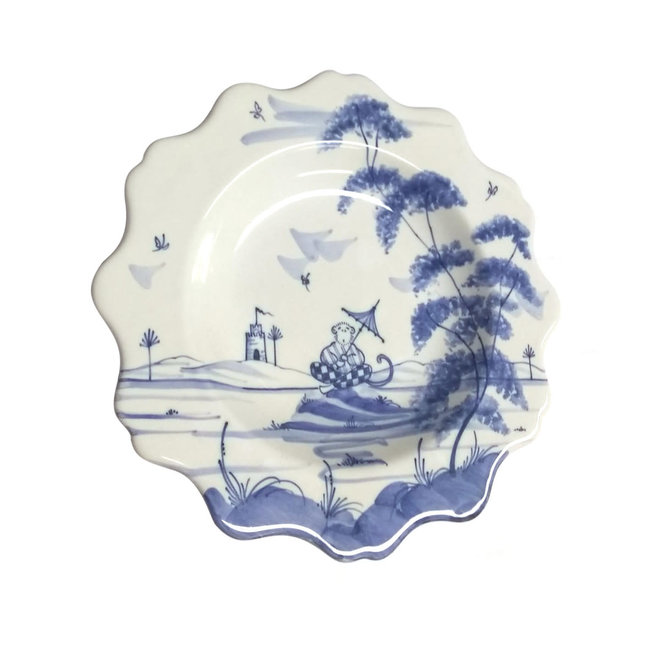 Isis Blue Playful Monkeys - Clement - Scalloped Tea Plate