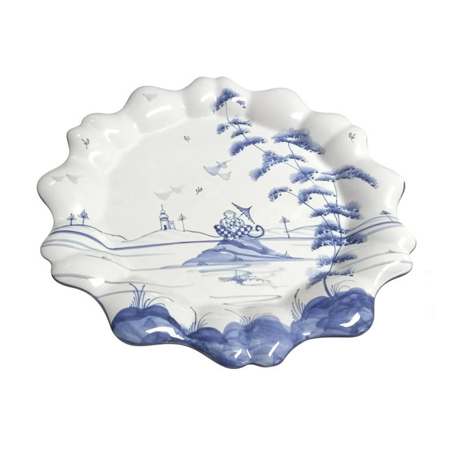 Isis Ceramics Blue Playful Monkeys Fluted Plate (Clement)