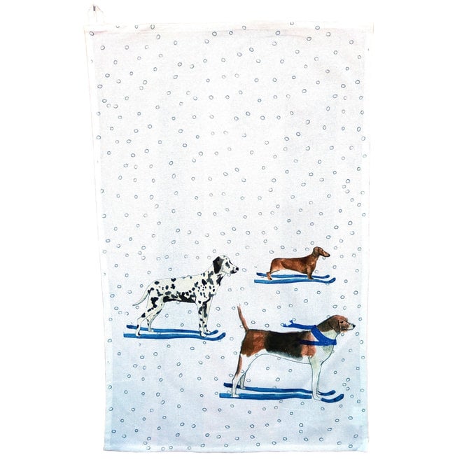 Creative Co-Op Ski Dogs Tea Towel
