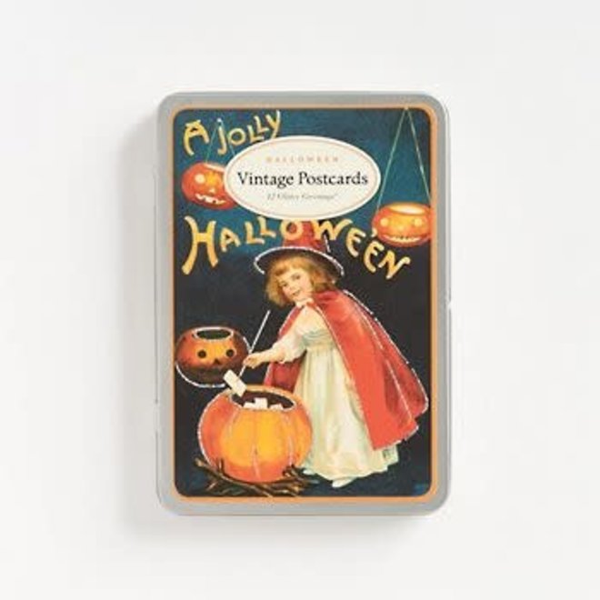 Halloween 12 Glitter Vintage Postcards