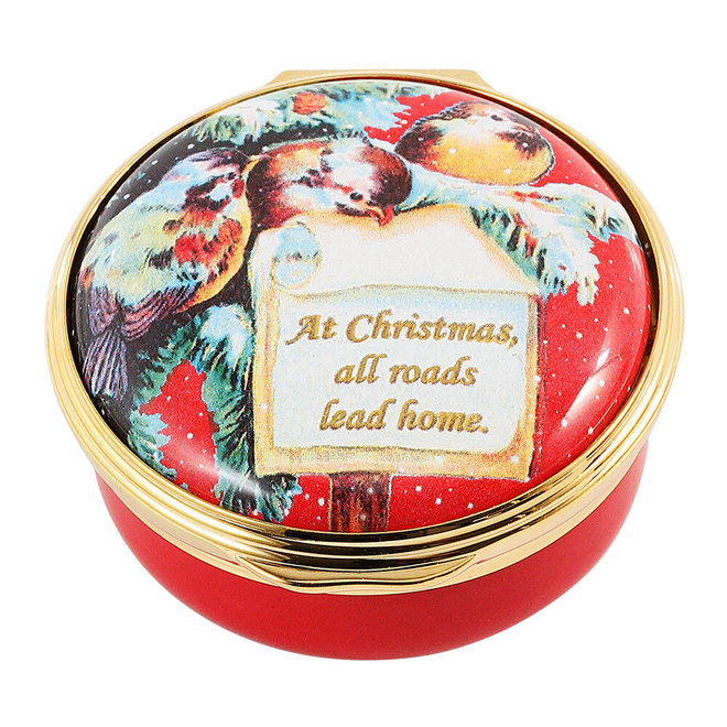 At Christmas All Roads Lead Home Enamel Box