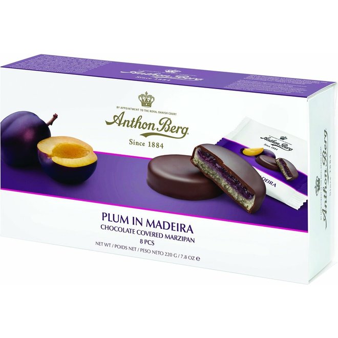 Anthon Berg Chocolate Covered Marzipan Rounds with Plum & Madeira