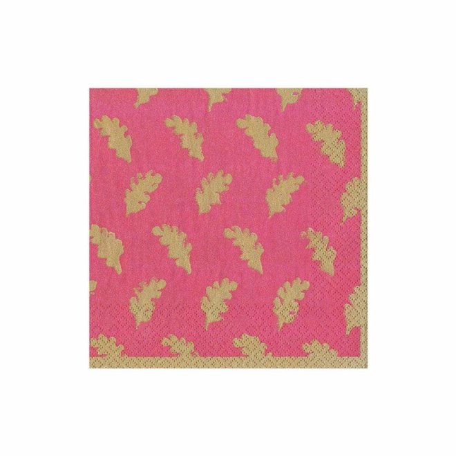 Leaves of Gold Fuchsia Paper Cocktail Napkins