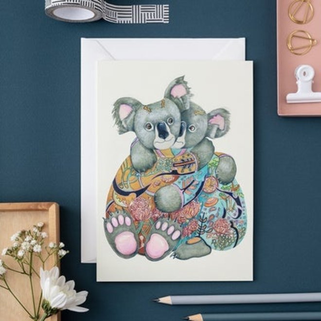 Watercolor Cuddling Koalas Greeting Card