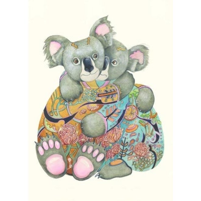 Watercolor Cuddling Koalas Greeting Card