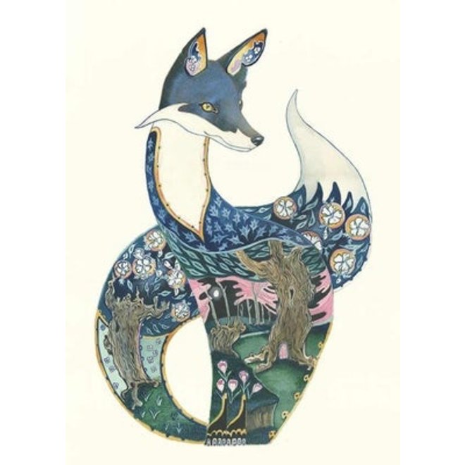 Watercolour Nocturnal Fox Card