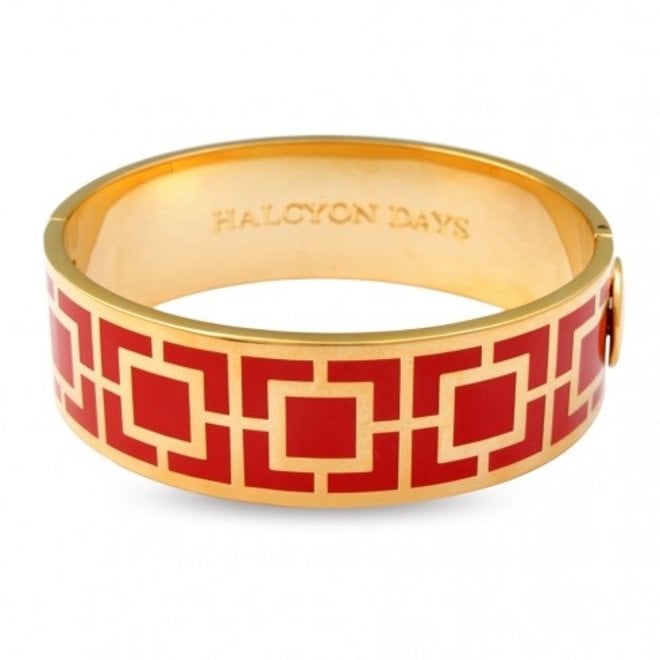 Mosaic Red & Gold Hinged Bangle