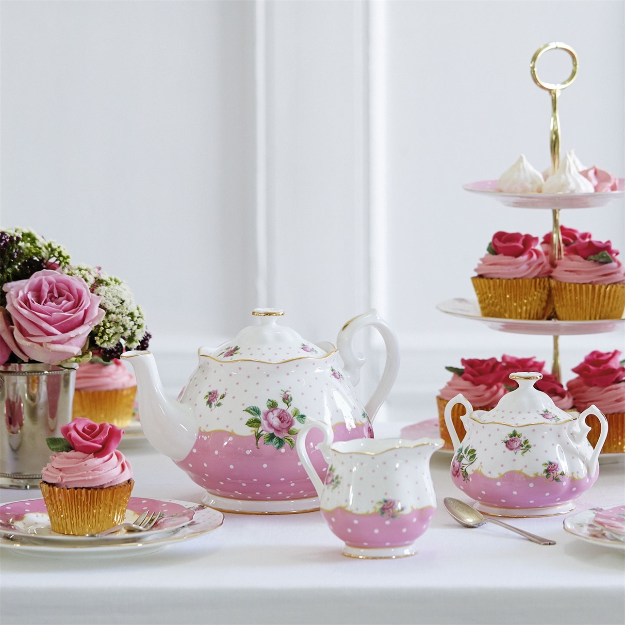 Royal Albert Cheeky Pink 3-Piece Tea Set (teapot, sugar and