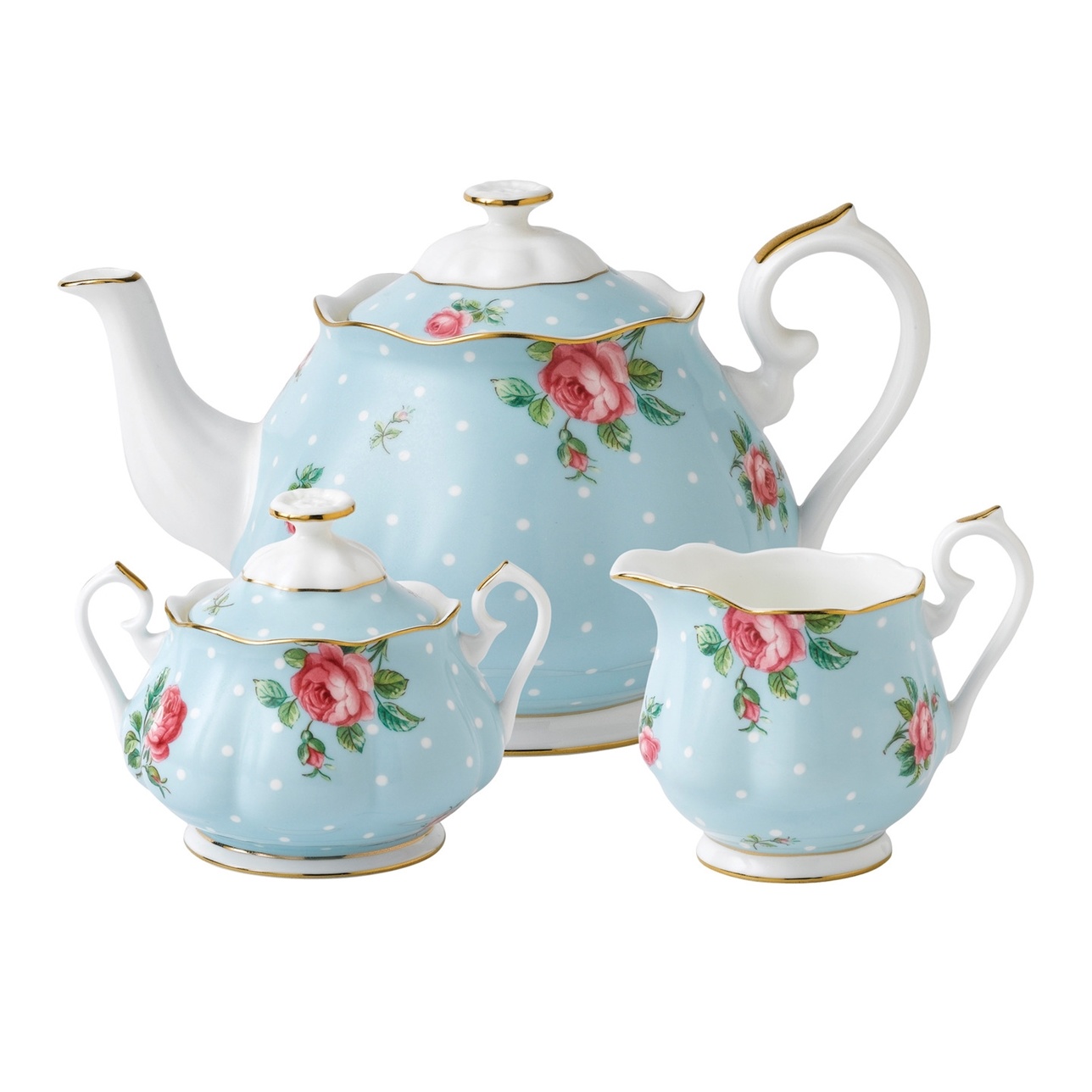 Royal Albert Polka Blue 3-Piece Tea Set - British Isles