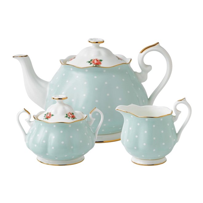 Polka Rose 3 Piece Tea Set