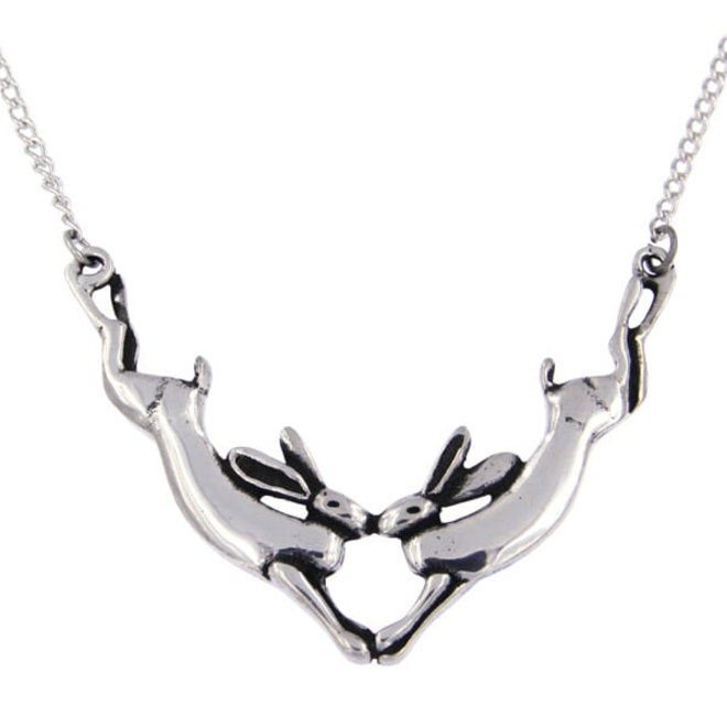 St. Justin Kissing Hares Silver Necklace