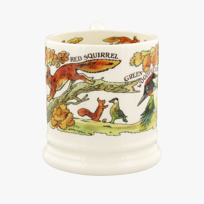In the Woods Green Woodpecker & Red Squirrel 1/2 Pint Mug
