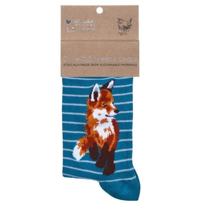 'Born to Be Wild' Fox Blue Stripe Socks