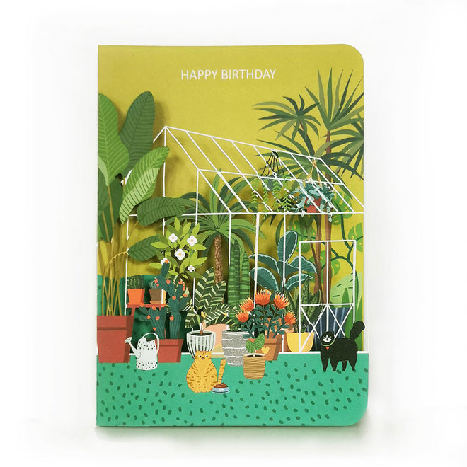 Happy Birthday Greenhouse Paper Cut Art Greeting Card