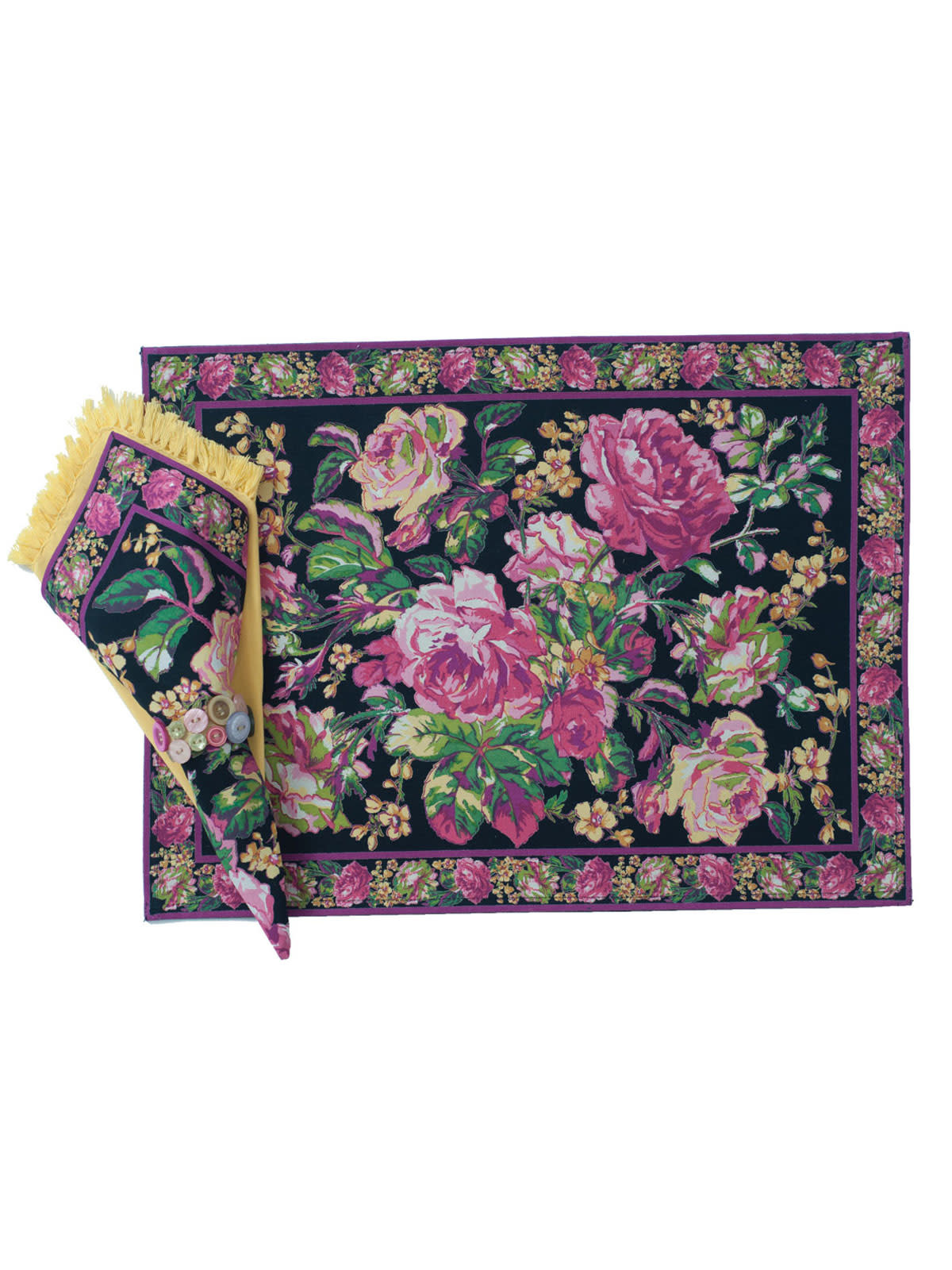 April Cornell Victorian Rose Black Placemat British Isles