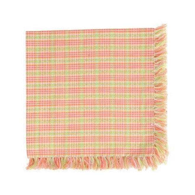 Sunrise Plaid Coral Napkins