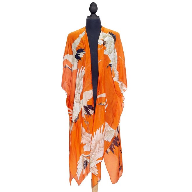 Tangerine Heron Long Kimono
