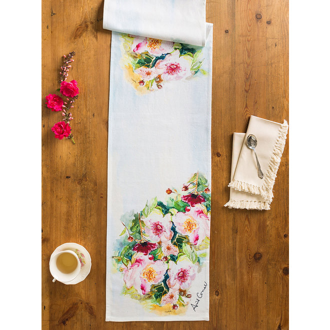 Peony Watercolor Table Runner