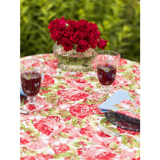 La Vie En Rose Red Round Tablecloth
