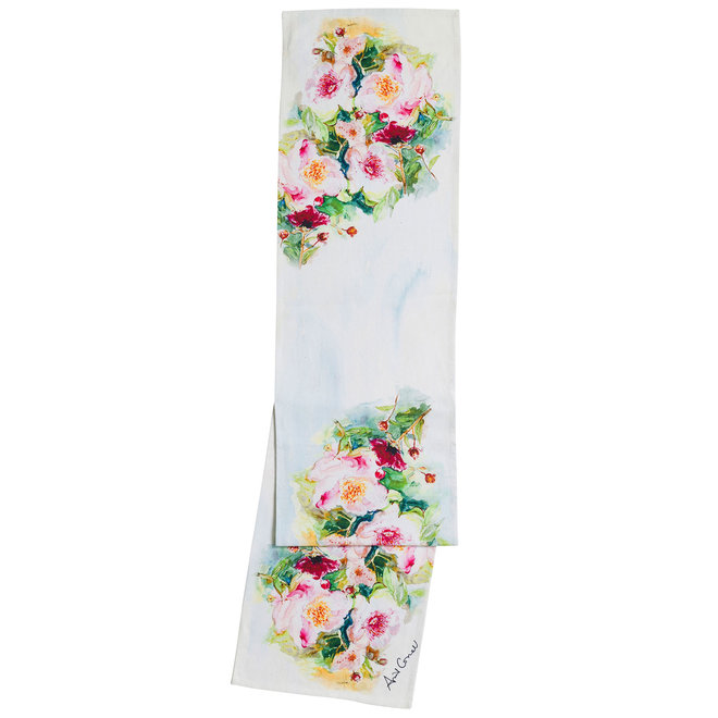 Peony Watercolor Table Runner