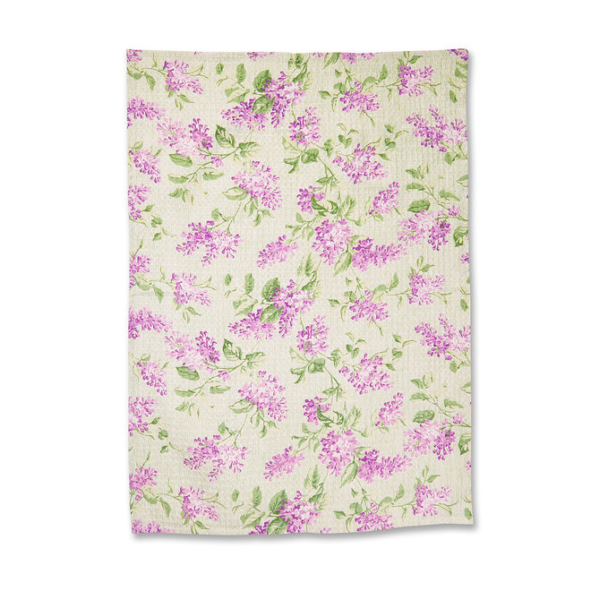 Lilac Festival Green Waffle Weave Kitchen Towel