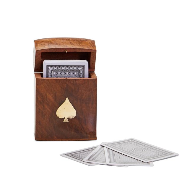 Playing Card Set in Wooden Box with Brass Inlay