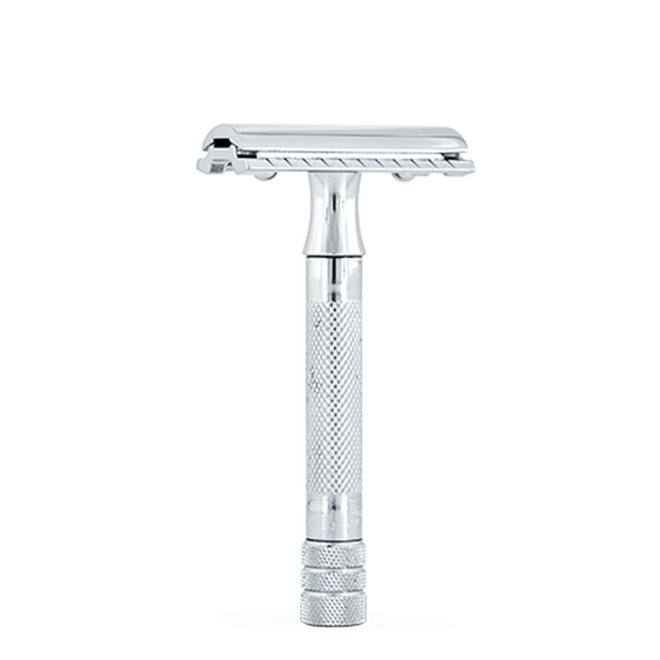 Double Edge Silver Safety Razor 33C with Straight Guard  (90.33.001)