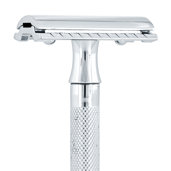 Double Edge Silver Safety Razor 33C with Straight Guard  (90.33.001)